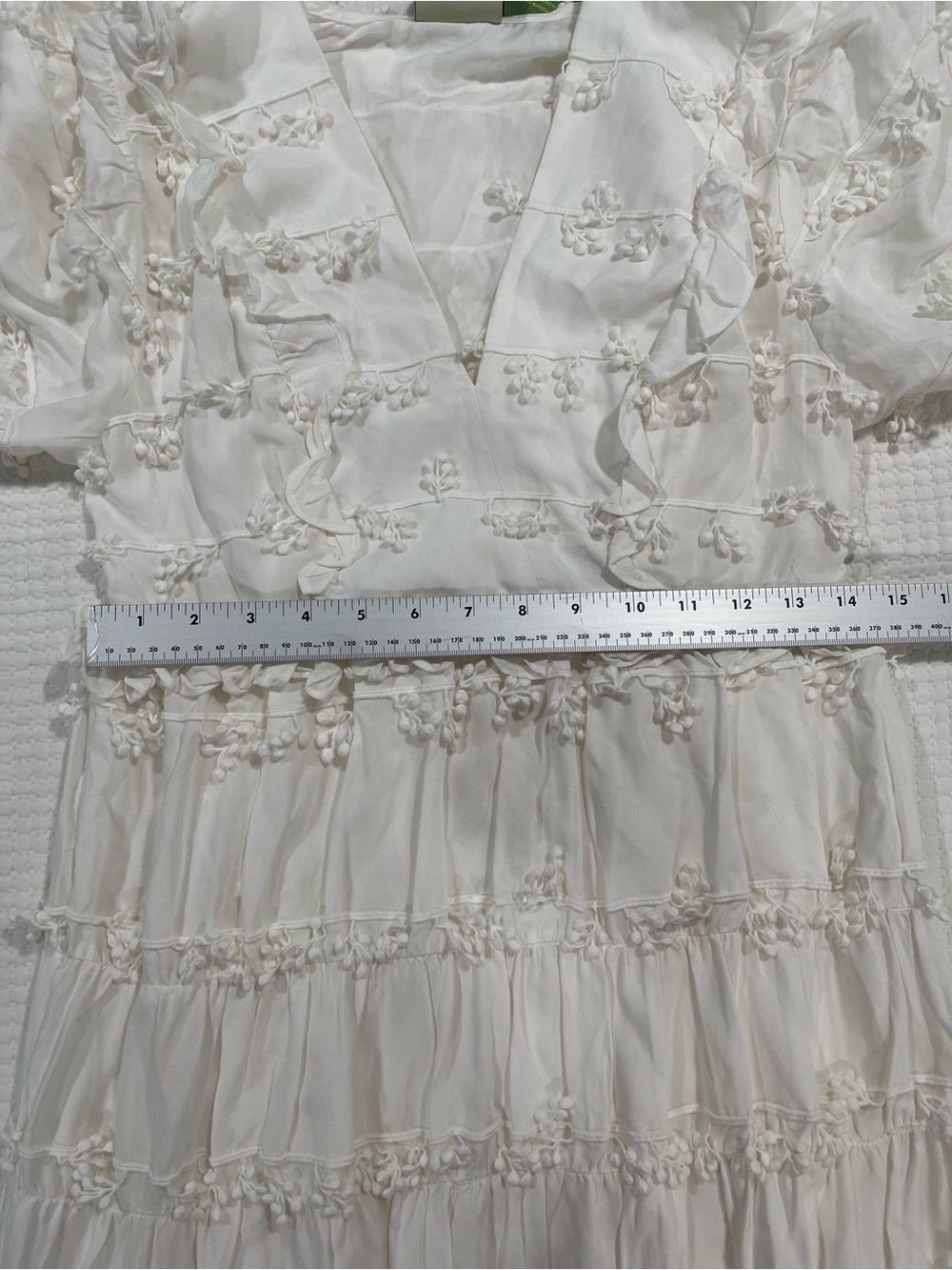 FARM Rio white Tiered Midi Dress with V-Neck - Picture 5 of 12